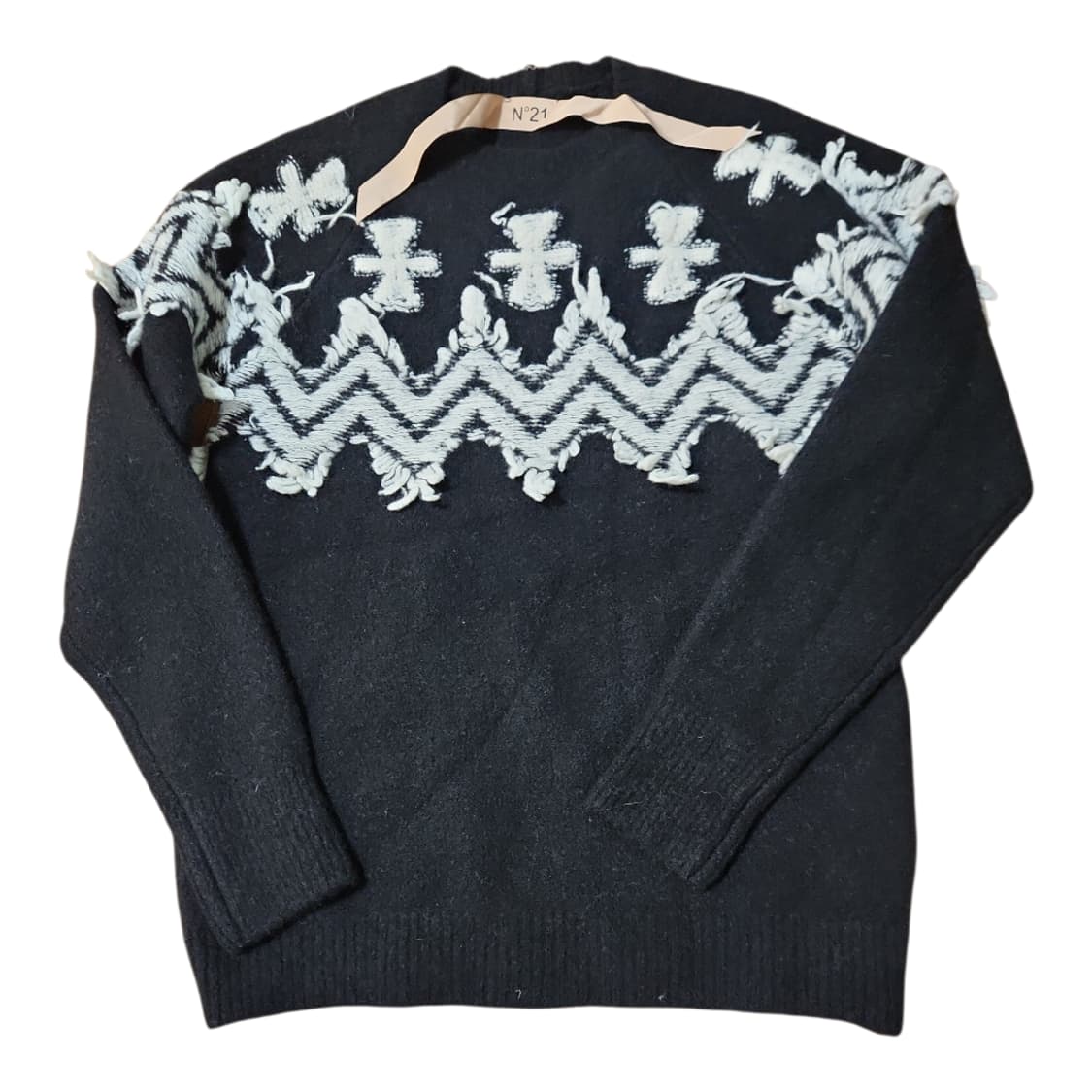 N21 블랙 패턴 니트 스웨터 상품이미지1
