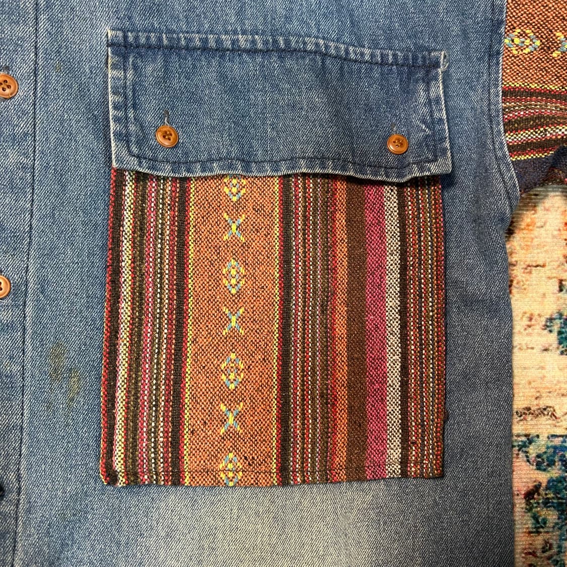 [XL] 골든구스 에스닉 패턴 니트 포인트 데님 자켓 상품이미지6