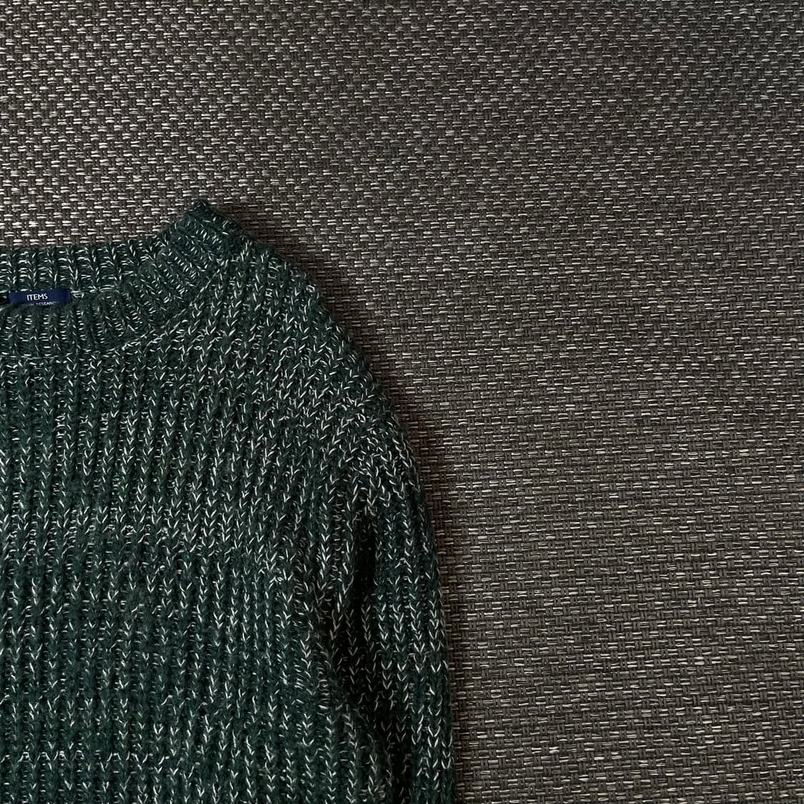 JPN 그린 화이트 패턴 짜임 라운드넥 긴팔 니트 38 상품이미지3