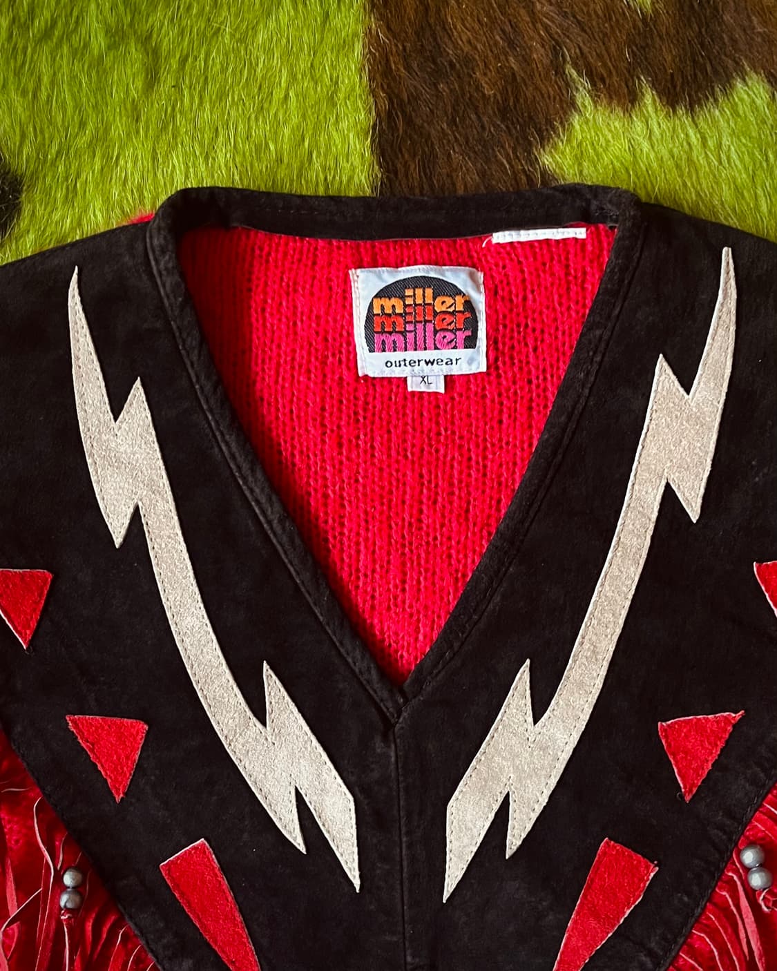 1980s Miller Fringe Leather Knit Top 상품이미지5