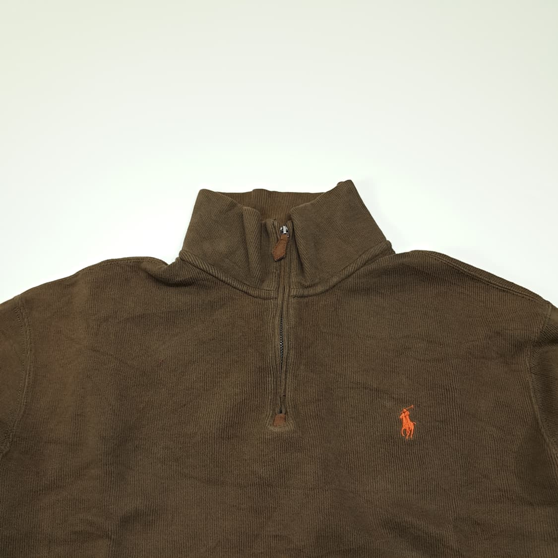 CL346 L 폴로 00s 코튼 가죽풀러 브라운 니트 스웨터 상품이미지2