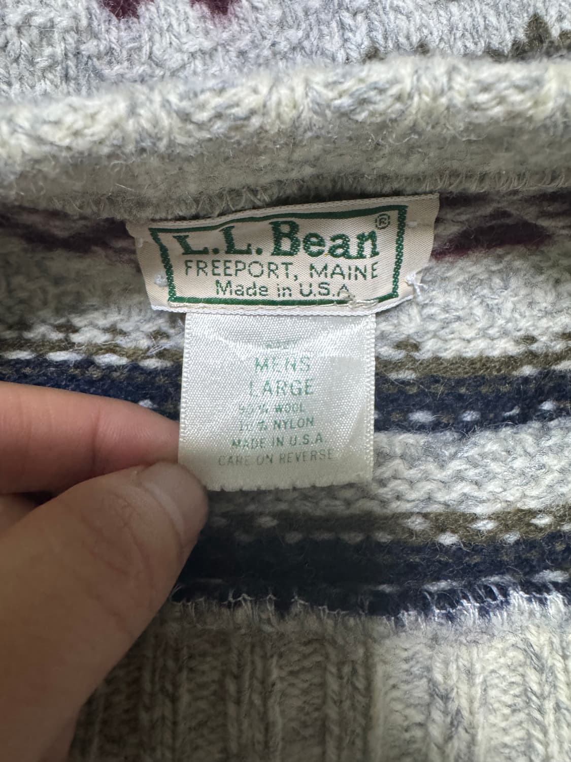 8~90s usa 엘엘빈 페어아일 울 니트 상품이미지3