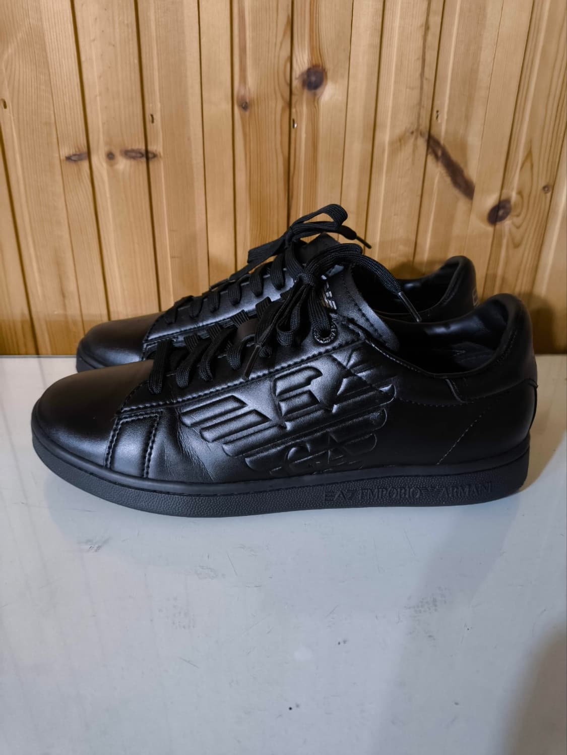 270mm 엠포리오 알마니 클래식 CC 스니커즈 올블랙 상품이미지1