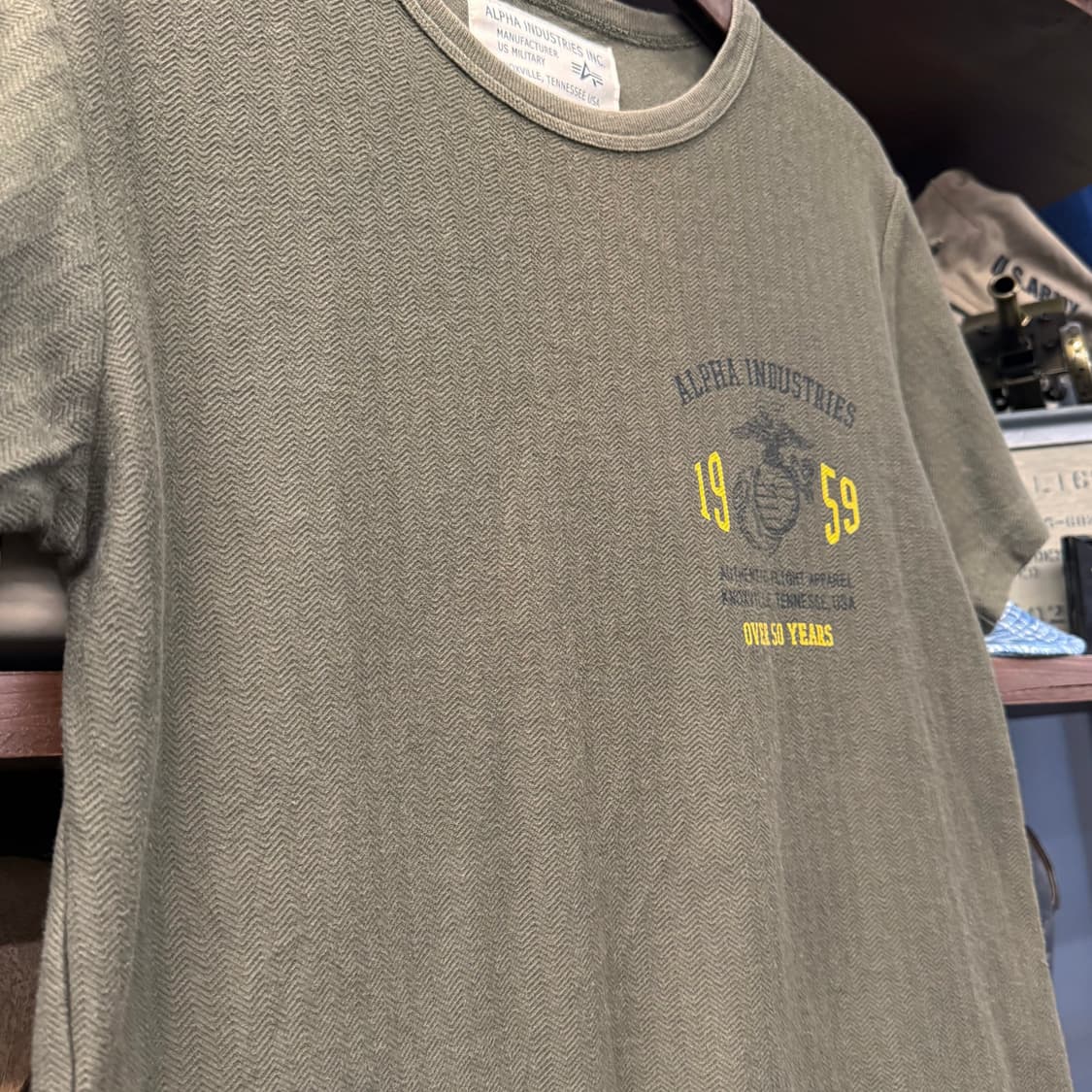 00s 알파 인더스트리 USMC 50주년 헤링본 그래픽 티셔츠 N844 상품이미지3