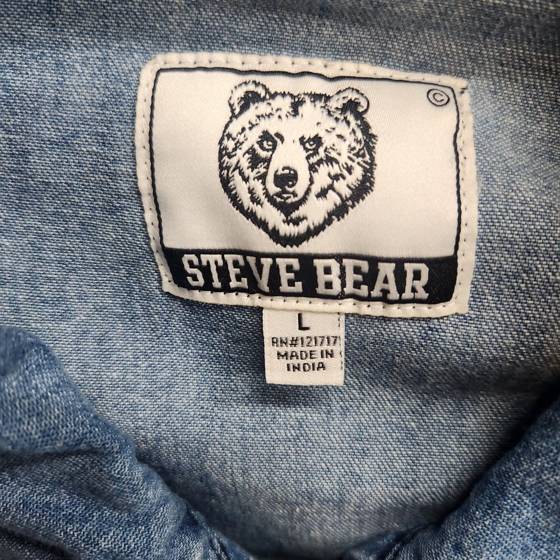 후아유 스티브 베어 자수 워싱 데님 바시티 자켓L(2XL) 상품이미지5