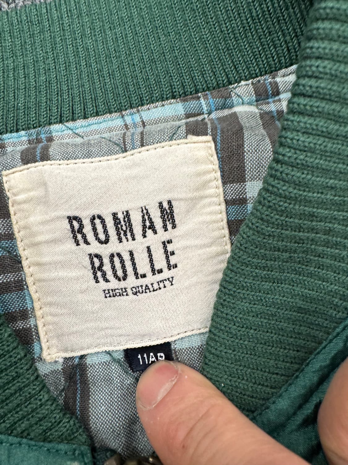 OS)Roman Rolle 빈티지 체크 퀼팅 lining 블루종 패딩 자 상품이미지3