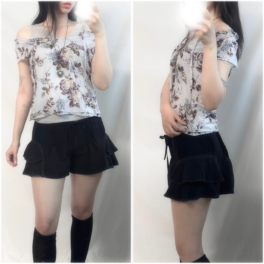 라벤더 투웨이 블라우스 레이스 슬리브 탑 3pcs SET 상품이미지3