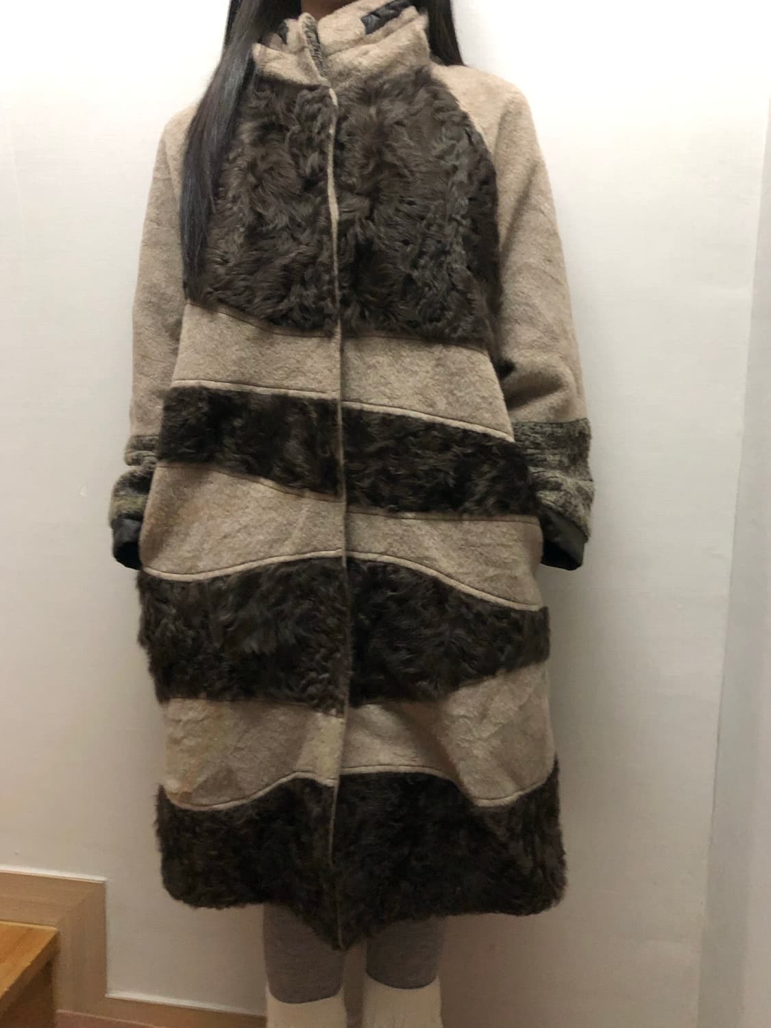 빈티지 브라운 퍼 디테일 코트 상품이미지6