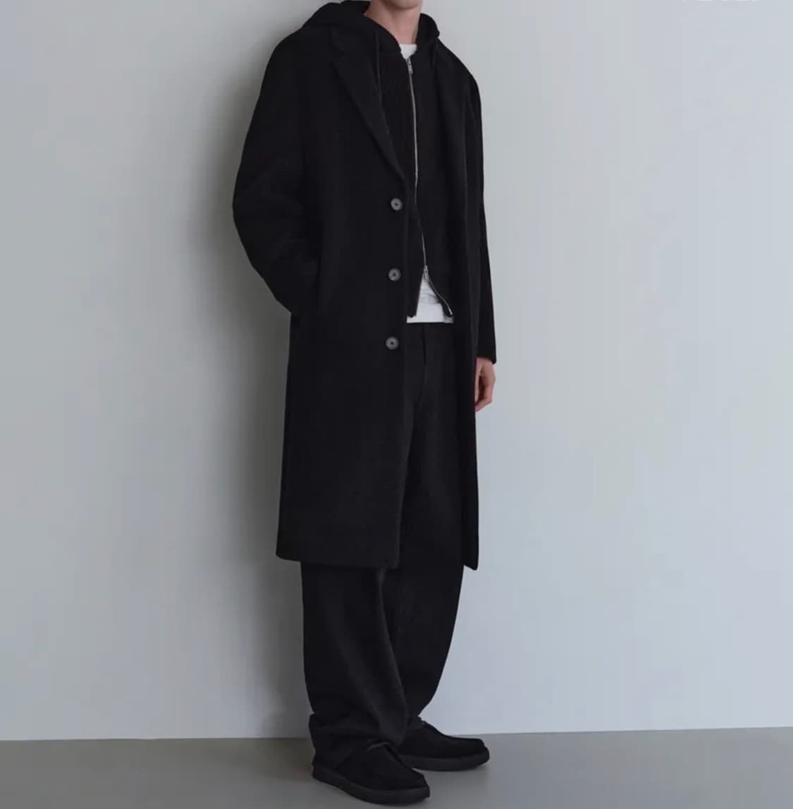 캐시미어 블렌드 오버사이즈 싱글 코트 [블랙]  상품이미지1