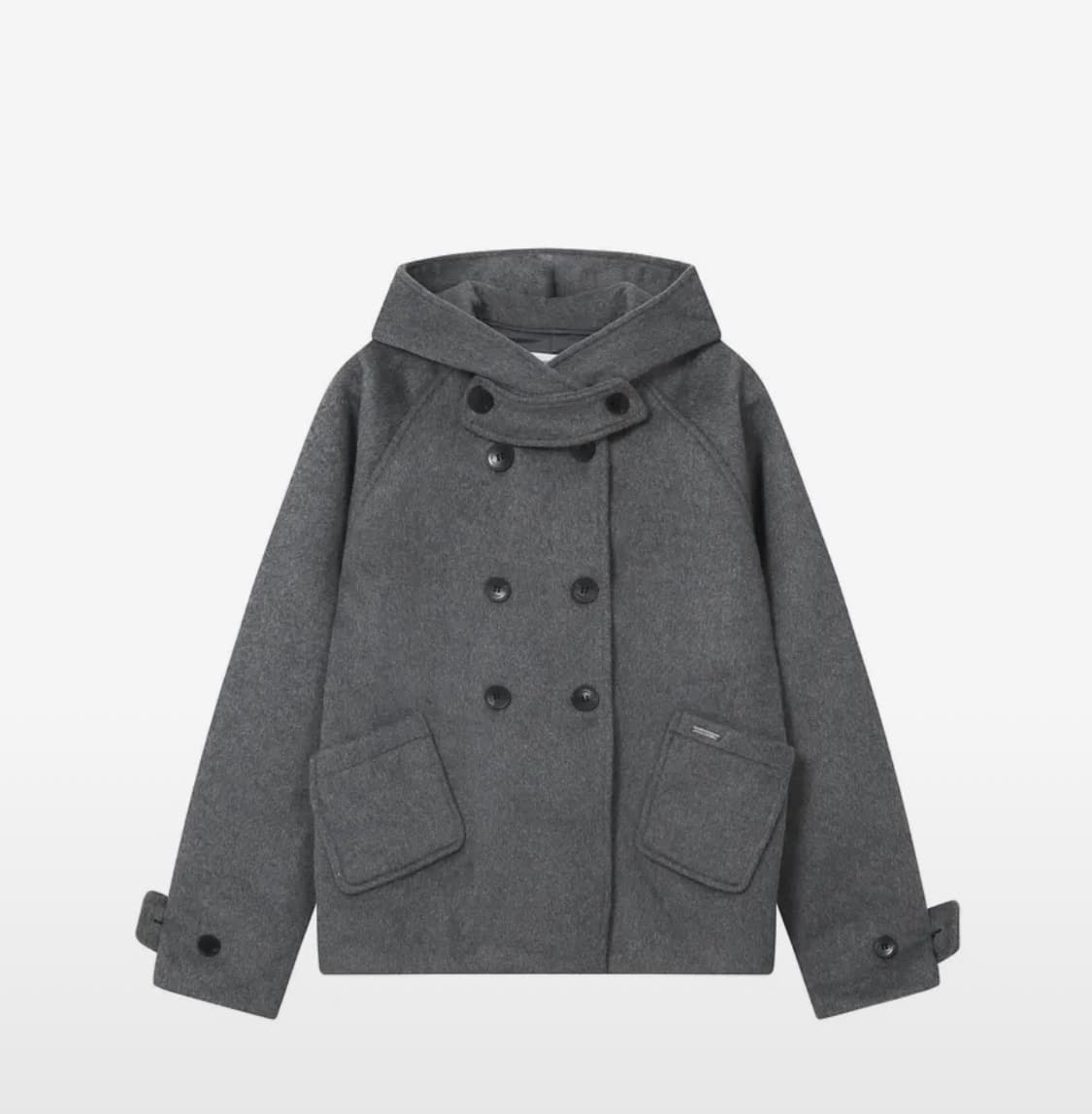 미세키서울 후드 버튼 더블코트 차콜 상품이미지1