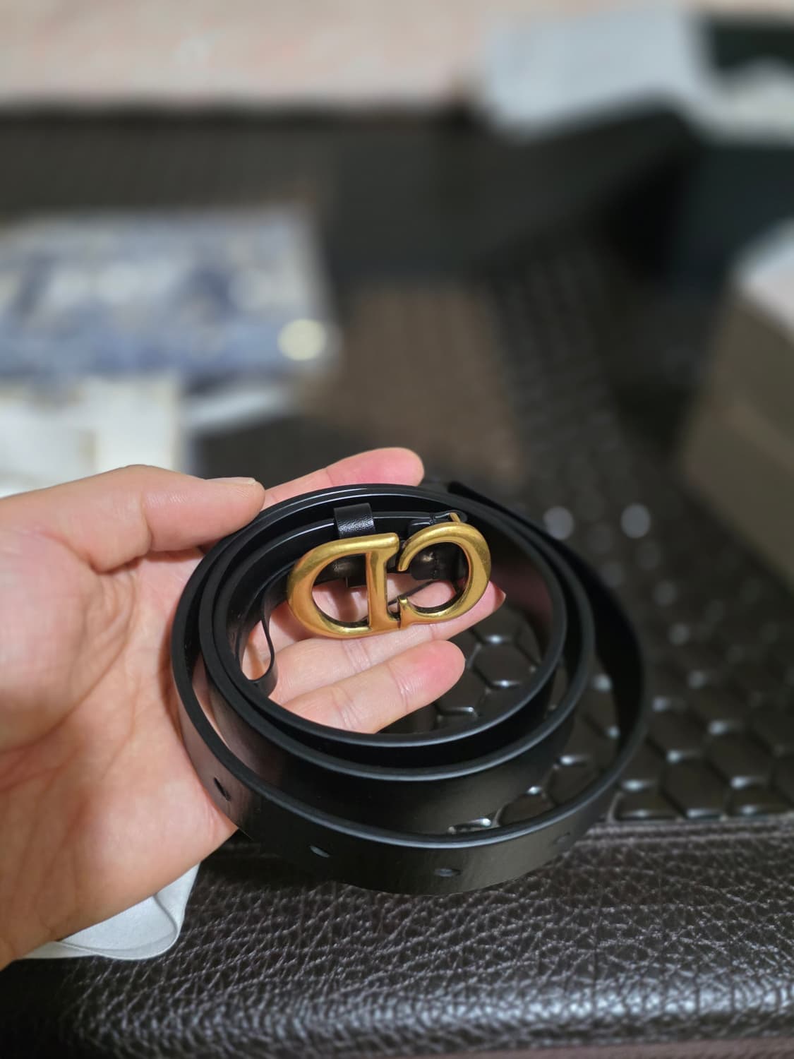 디올 CD 로고 블랙 벨트 상품이미지3