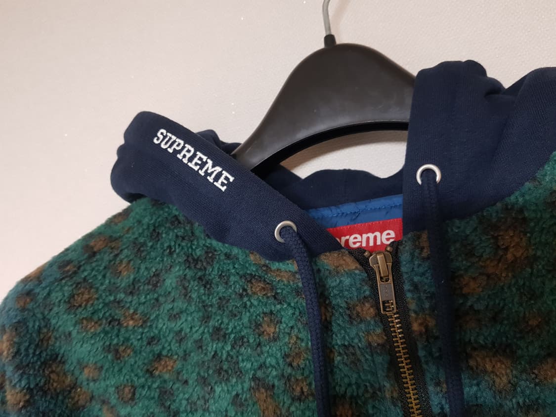 슈프림 플리스 후드 셔츠 자켓 레오파드 그린 23FW 상품이미지4