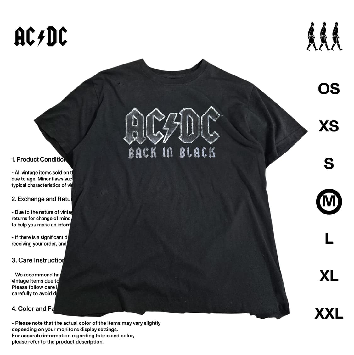 AC/DC 머천 커스텀 티셔츠 M사이즈 상품이미지1
