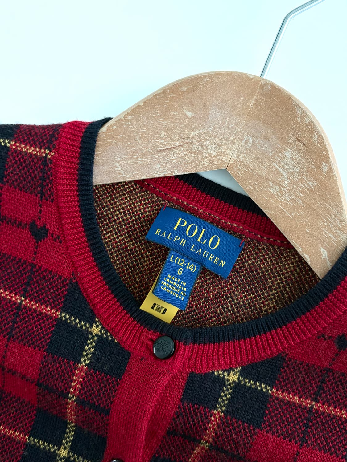 Polo 폴로 랄프로렌 신형 레드컬러 블랙와치 하트로고 걸즈 가디건 상품이미지6