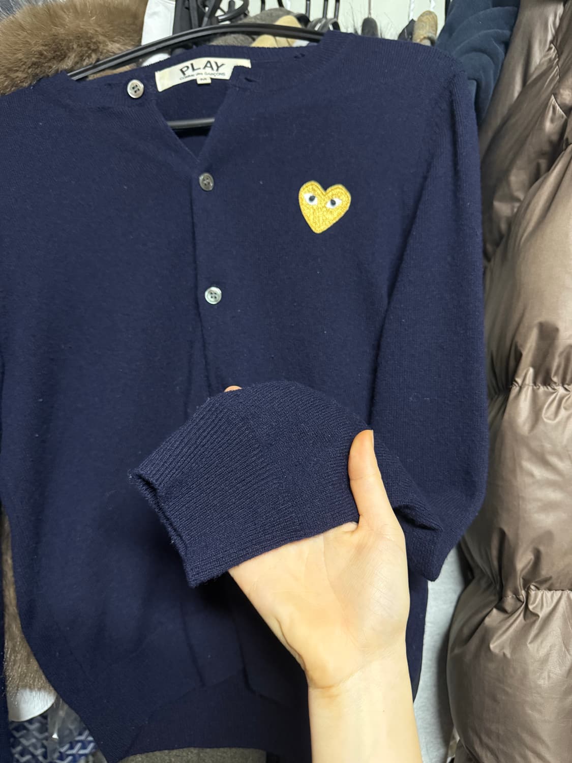 꼼데가르송 골드와펜 U넥 울 가디건 네이비 상품이미지3