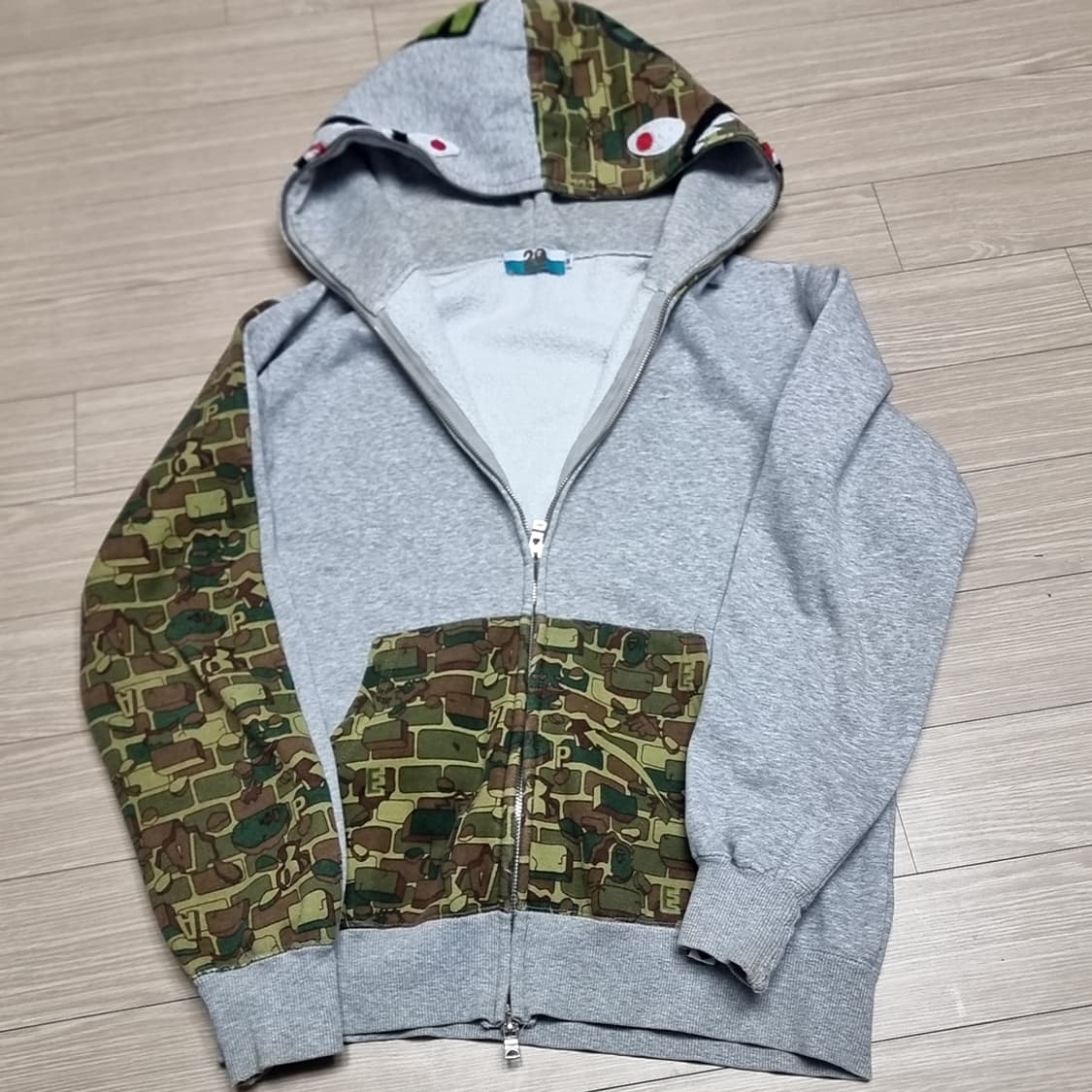 베이프 샤크 브릭 카모 후드집업 회색(m) 상품이미지1