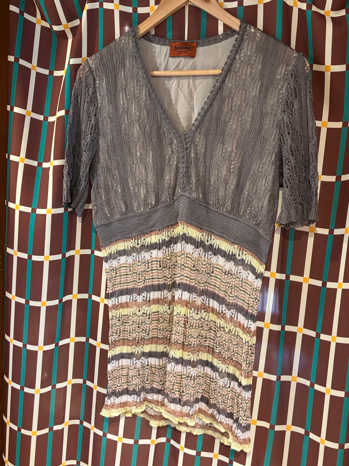 미쏘니 니트 원피스 그레이 멀티컬러 상품이미지2