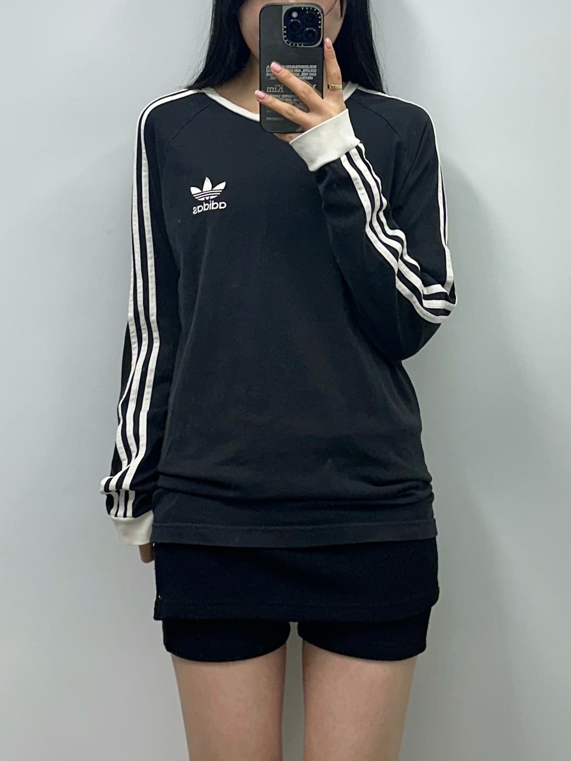 아디다스 블랙 사이드라인 롱슬리브 긴팔티 상품이미지1