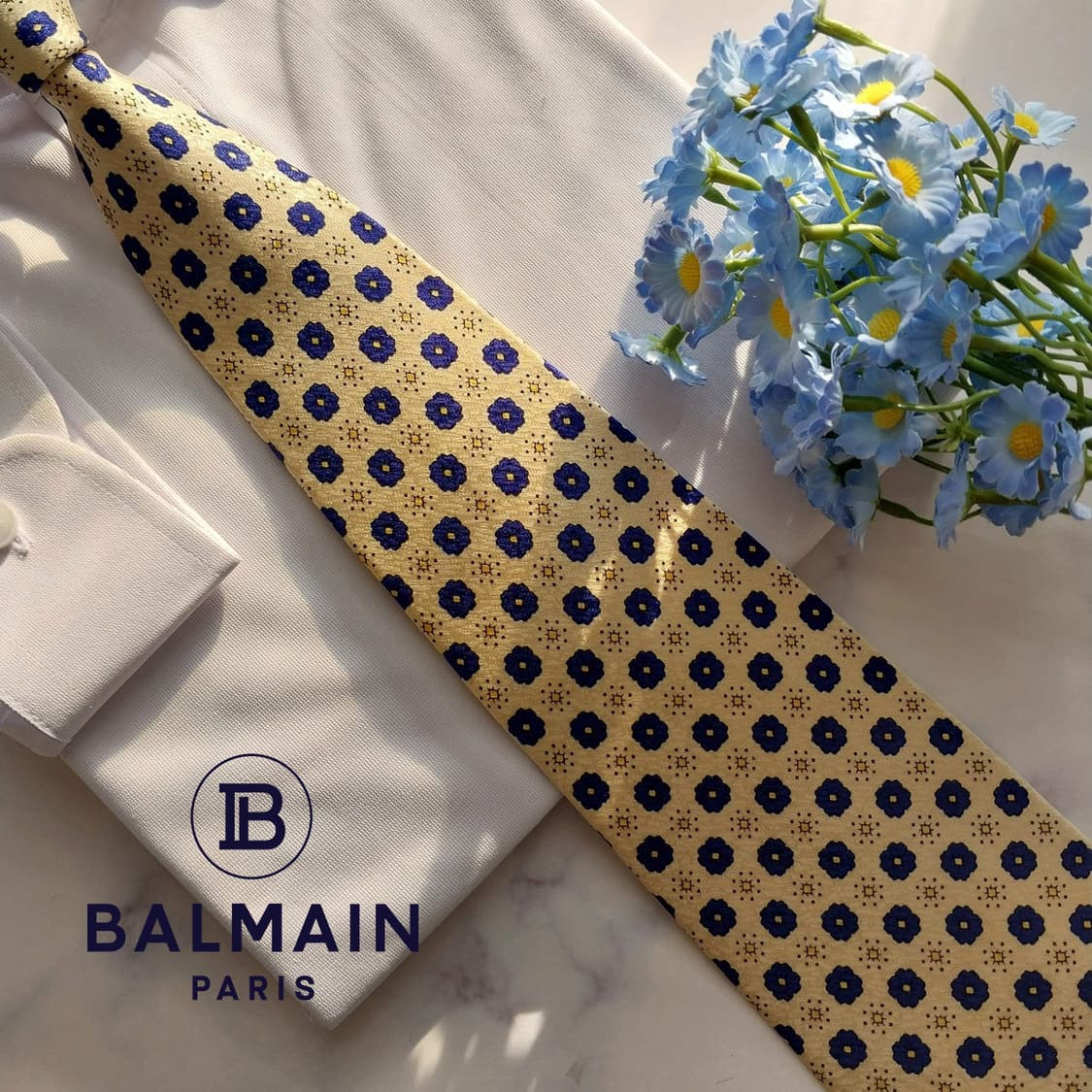 발망 실크 아이보리 플라워 패턴 넥타이 10cm A+등급 K1669
 상품이미지3