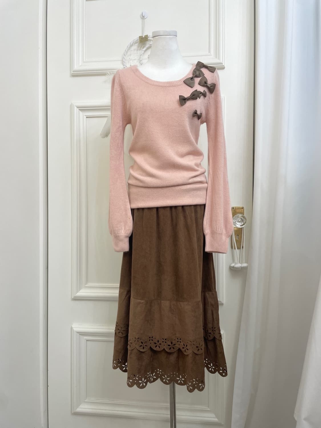 brown suade under lace point banding ski 상품이미지6