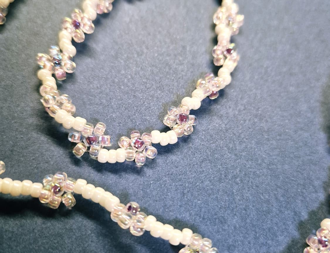 핸드메이드)비즈 꽃 목걸이 팔찌 세트 상품이미지4