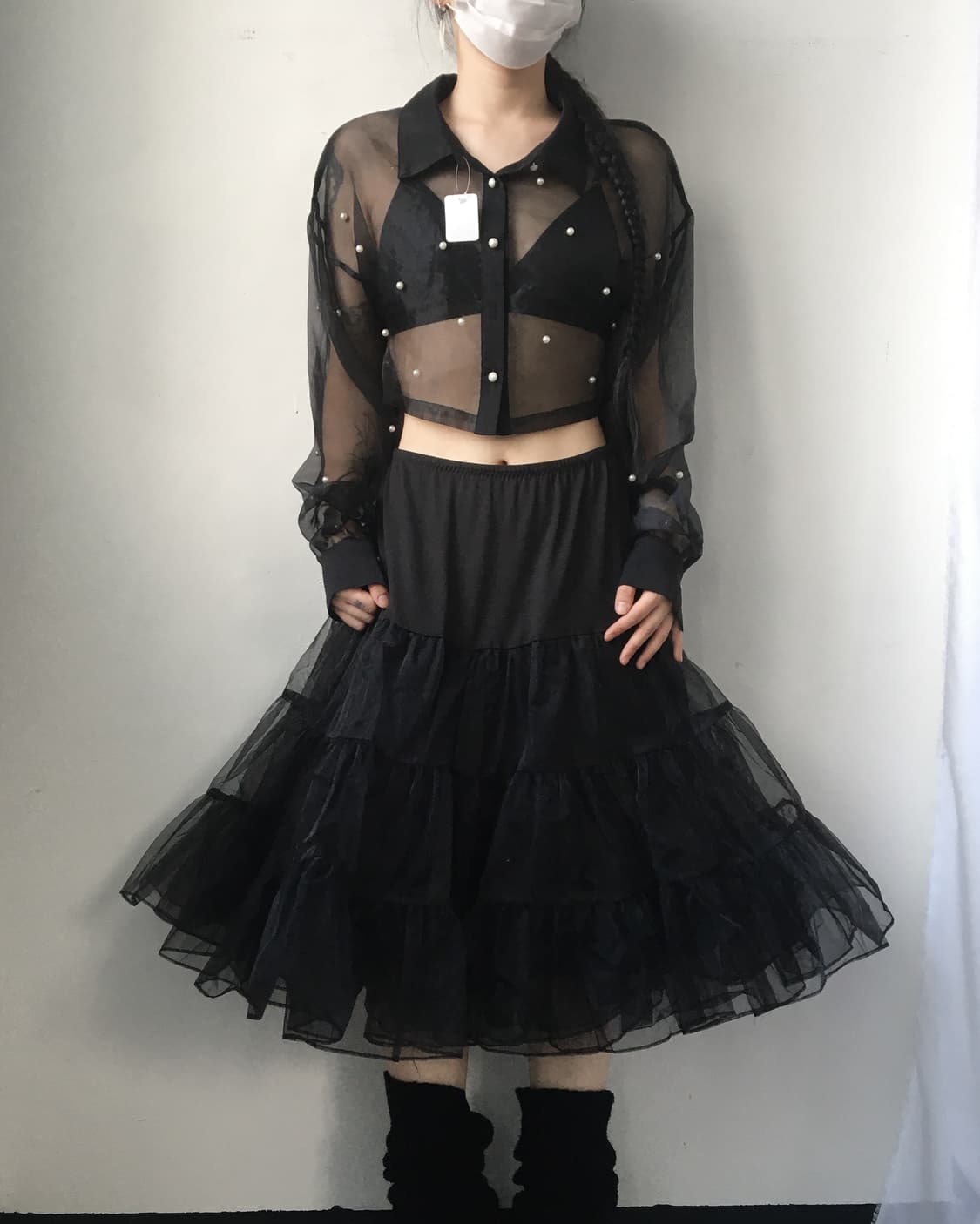 Pearl see through shirt 상품이미지4