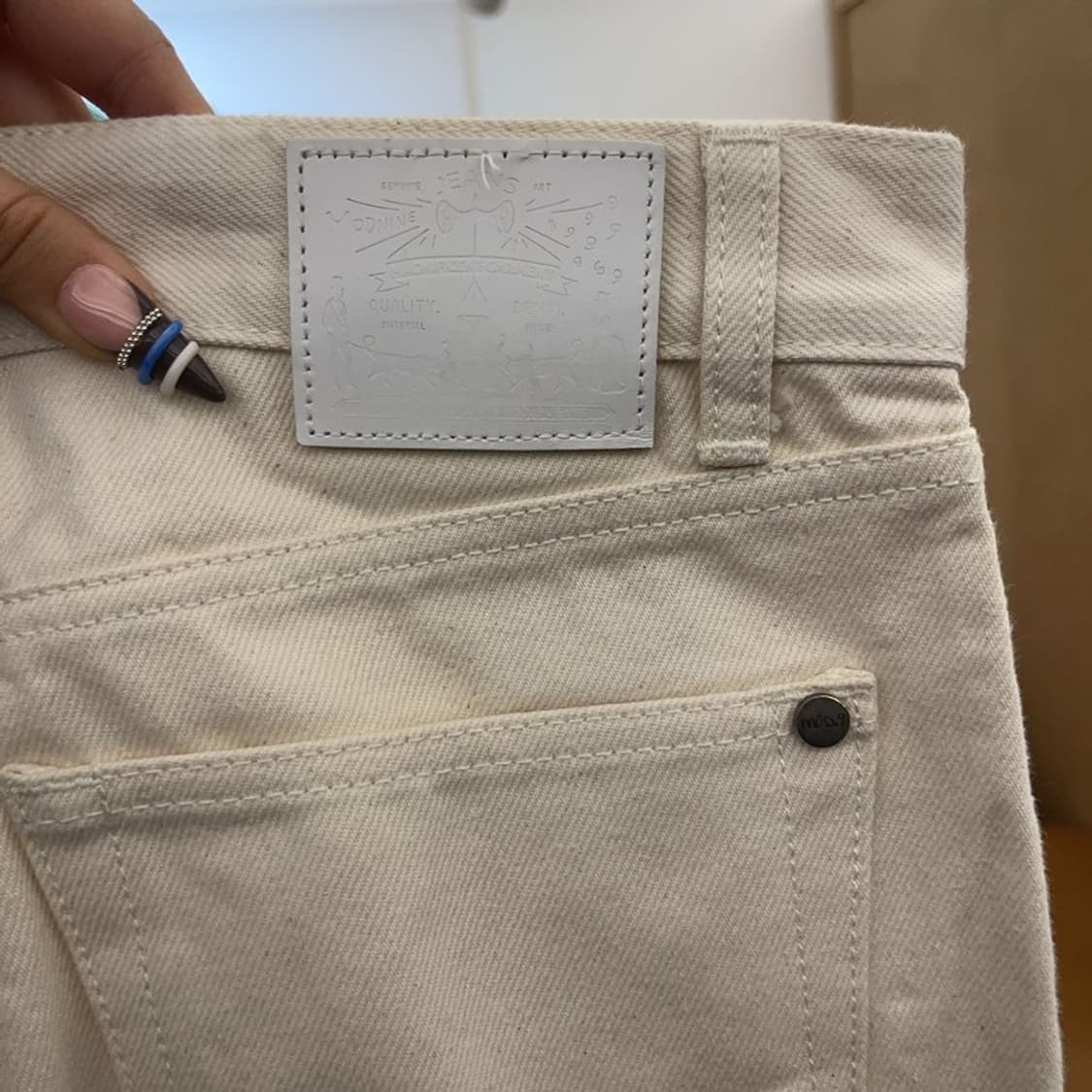 모드나인 빈티지 와이드 크림 코튼팬츠 31인치 C07710 상품이미지6