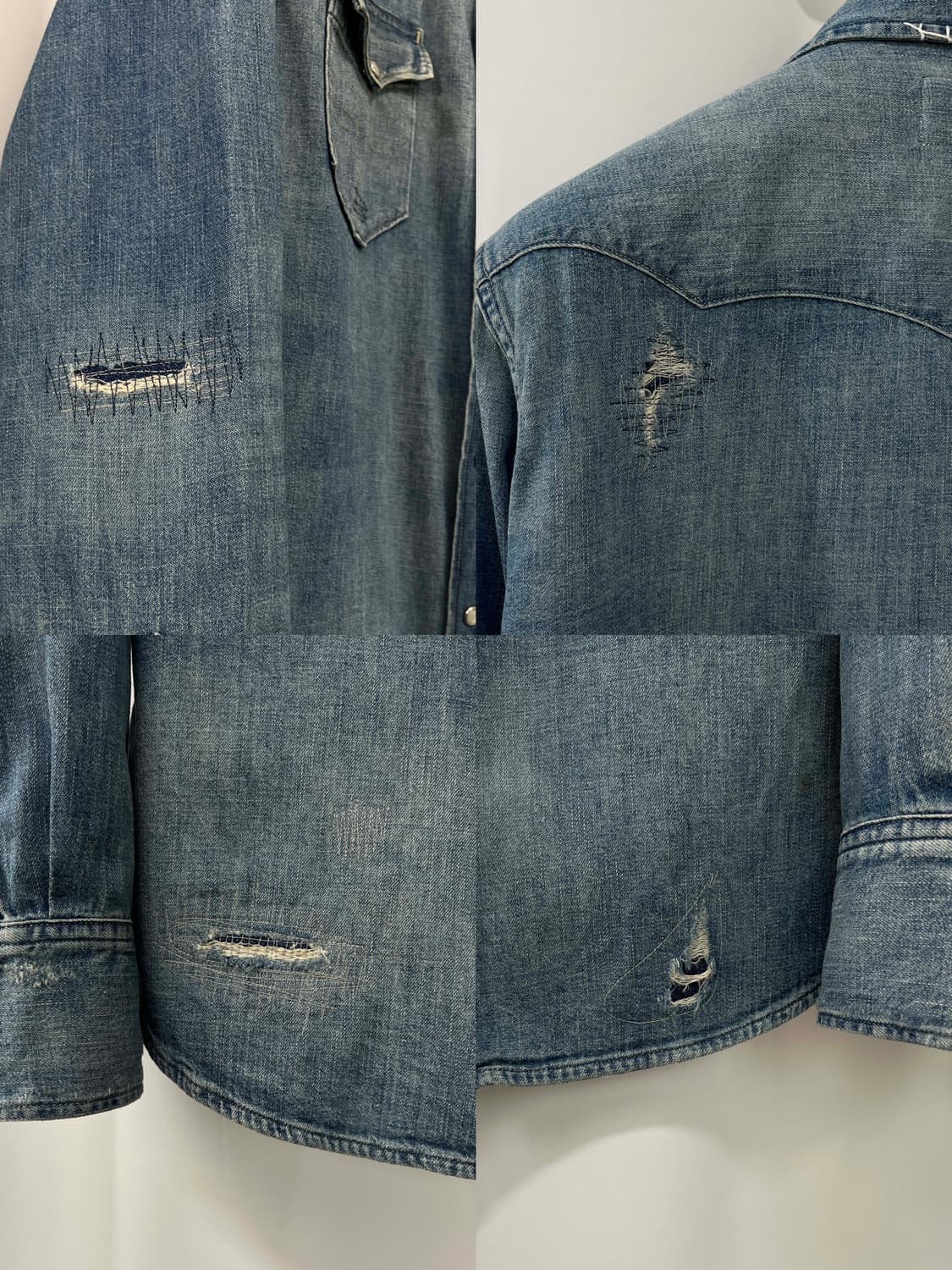 폴로 랄프로렌 콘초 플로워 엠브로이더 리페어 사우스 웨스턴 데님 셔츠 상품이미지7