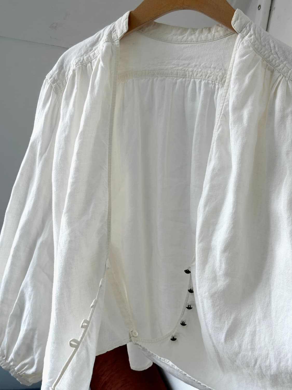Natural linen design wrap shirt 상품이미지7