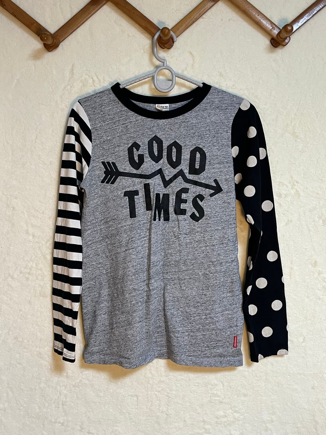 빈티지 도트 스트라이프 긴팔 티셔츠 상품이미지1