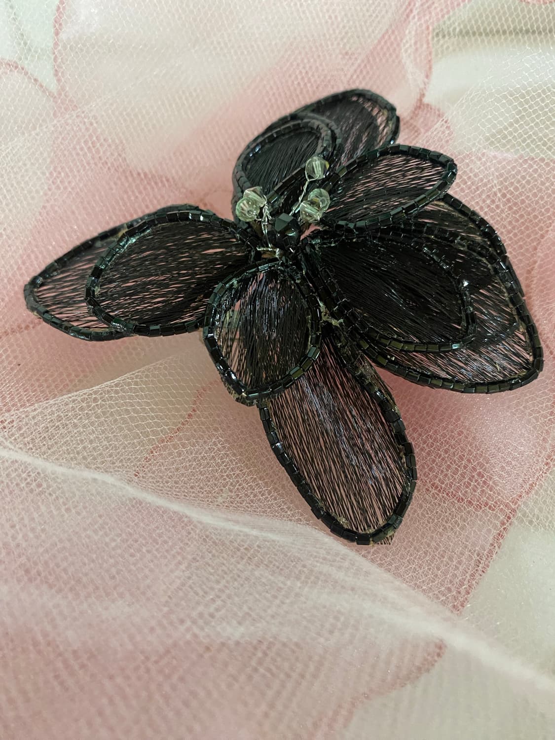 블랙 플라워 메쉬 브로치 상품이미지3