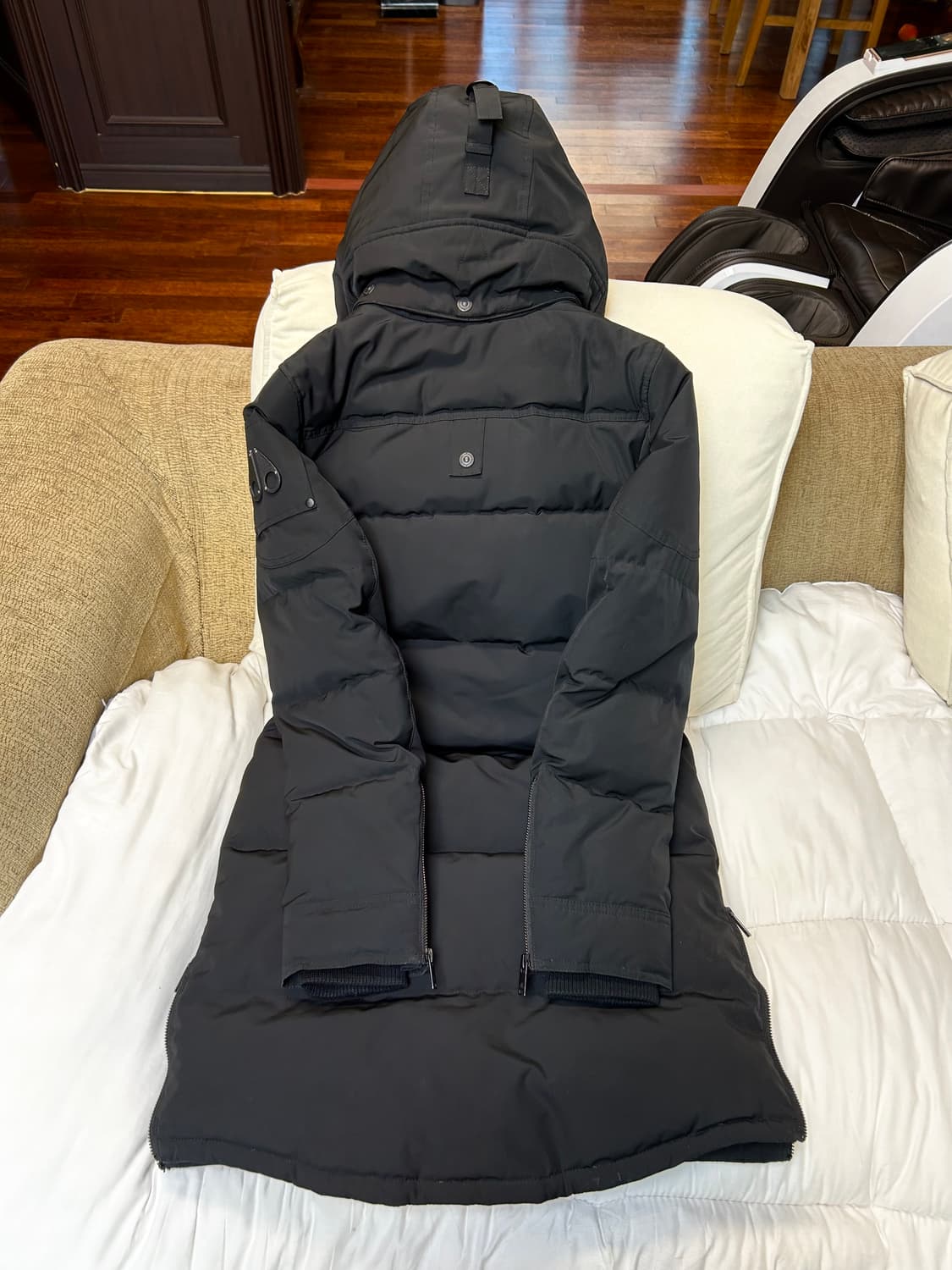 무스너클 여성 블랙패치 롱패딩(XS/44) 상품이미지5