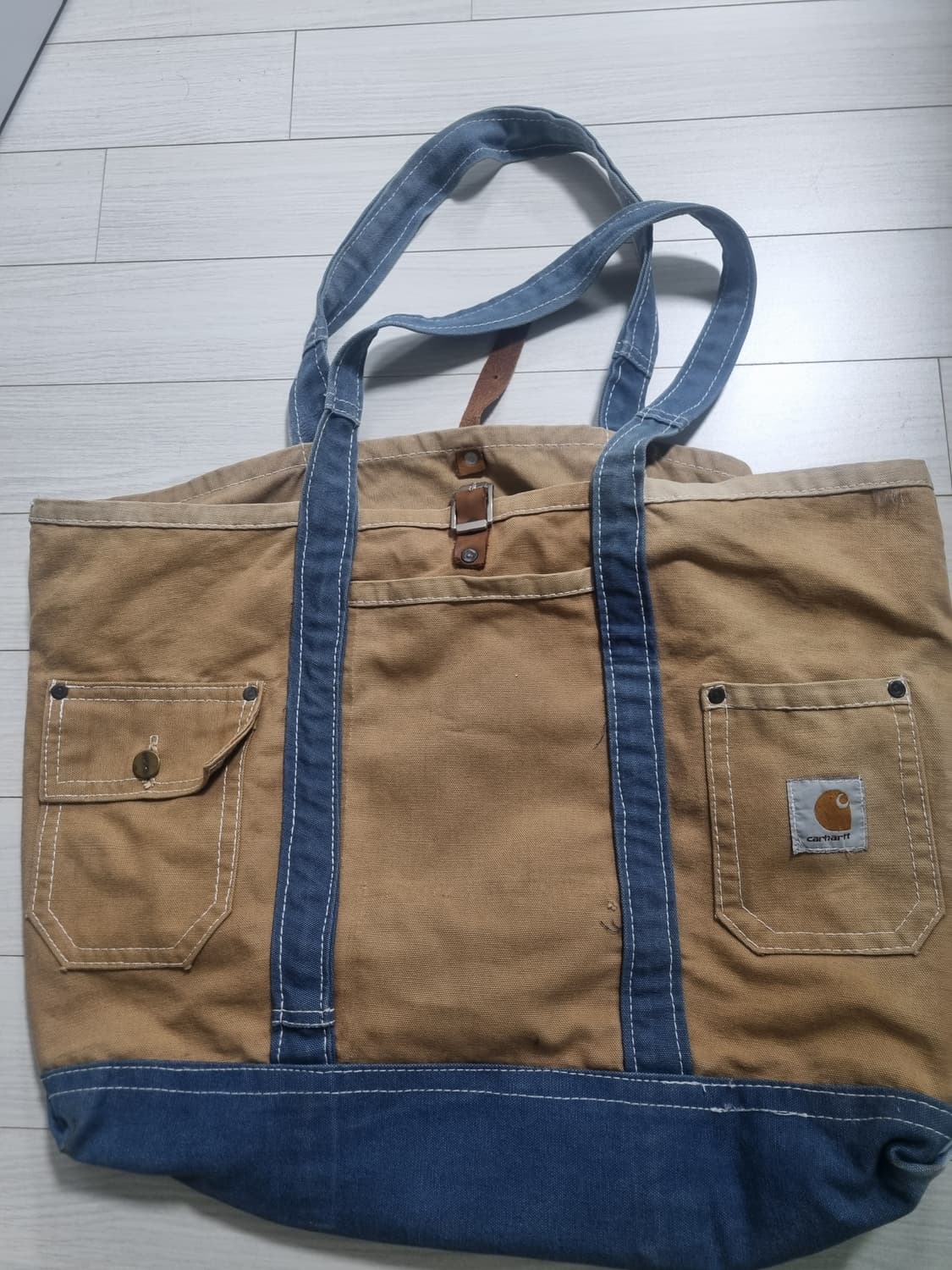 칼하트 브라운 덕 캔버스 커스텀 토트백 상품이미지1