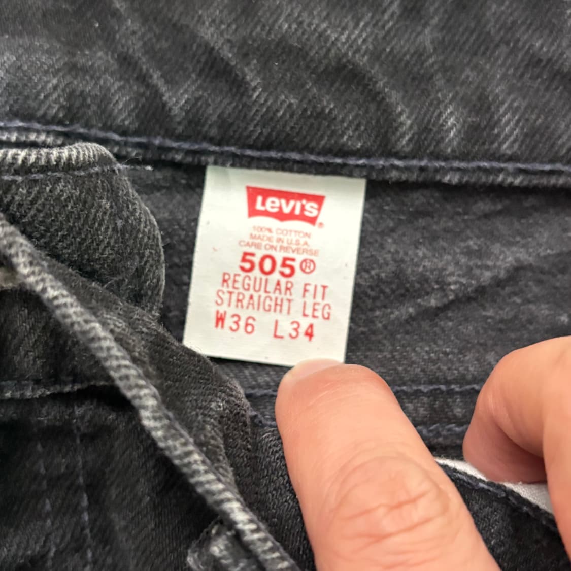 [36/34] 90s USA🇺🇸 리바이스 505 레드탭 블랙 흑청 상품이미지5
