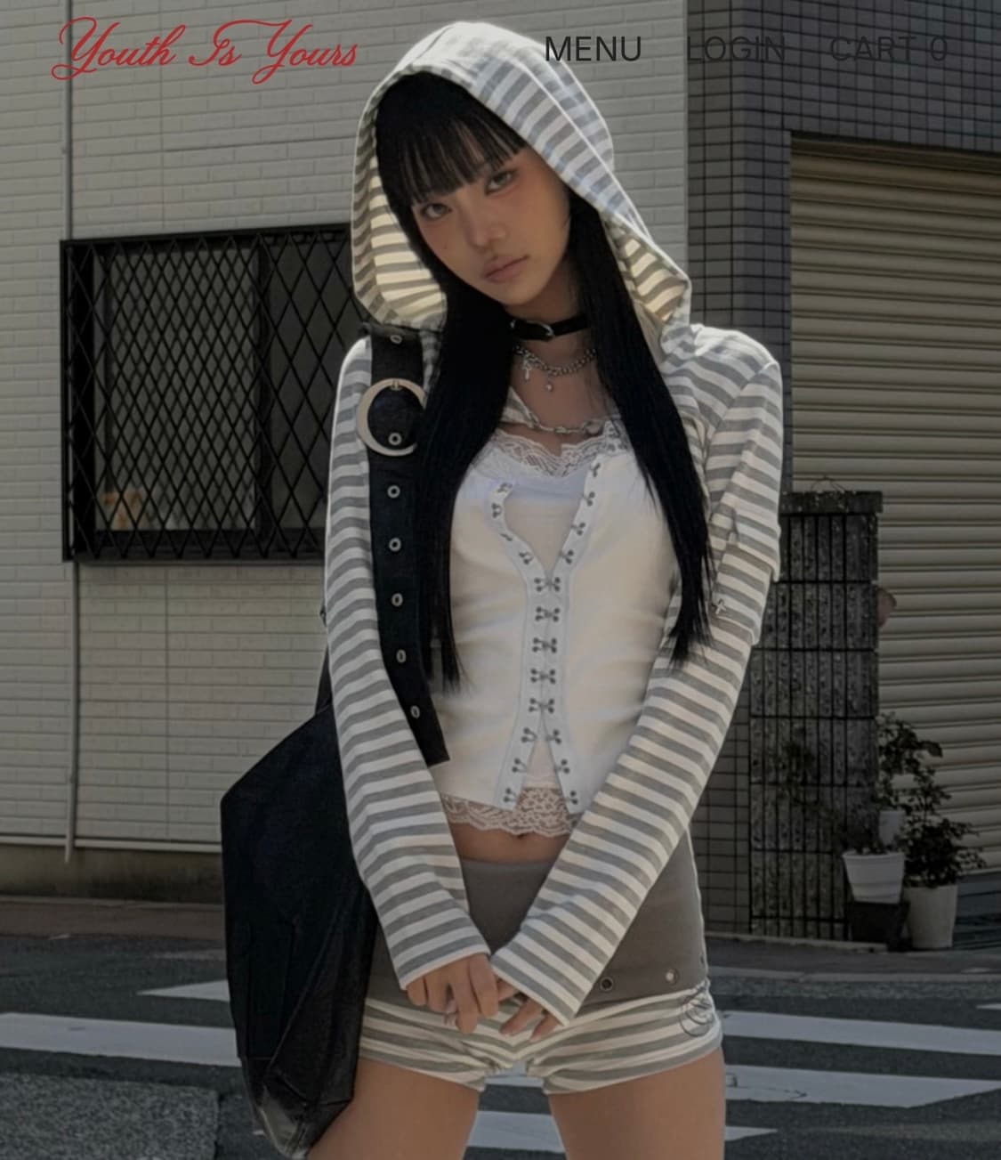 유스이즈유어스 펀칭 볼레로 후드 가디건 그레이 상품이미지2