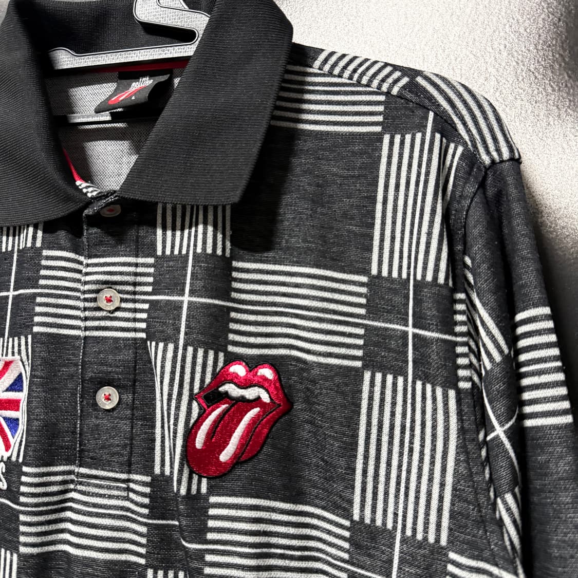 롤링스톤즈 락 펑크 자수 패치 체크 롱슬리브 피케 티셔츠 상품이미지4