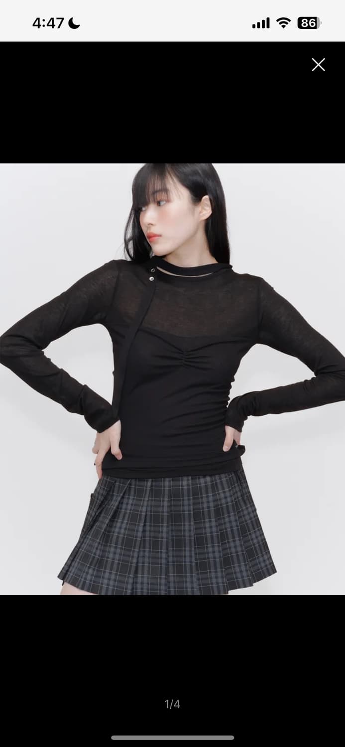 (새상품) 미세키서울 쉬어 레이어드 스카프 롱슬리브 상품이미지1