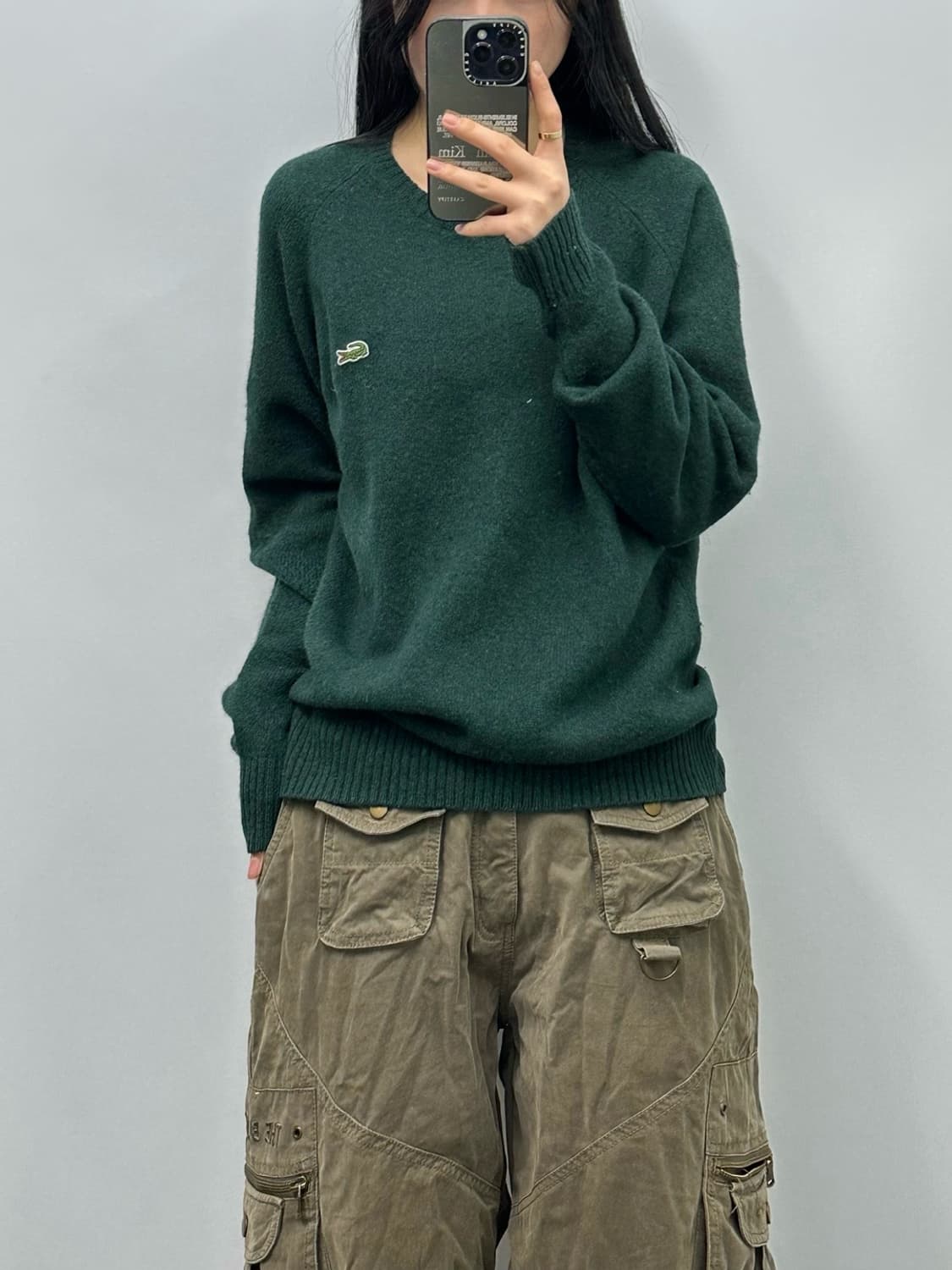 라코스테 자수로고 딥그린 라운드 니트 상품이미지1