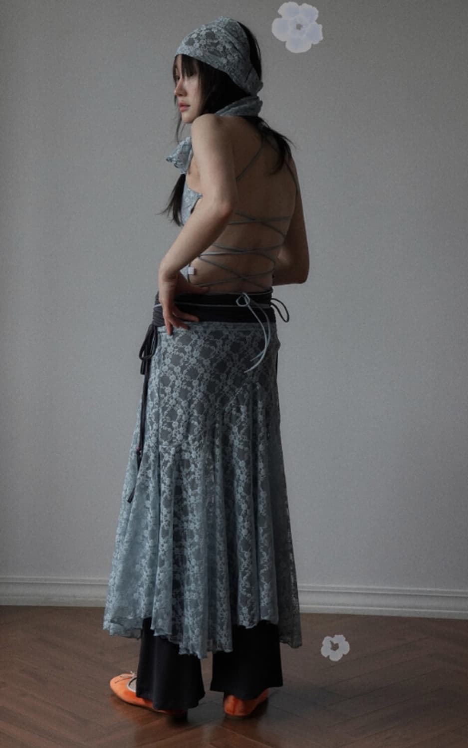 MINJIENA lace skirt bluegrey 상품이미지2