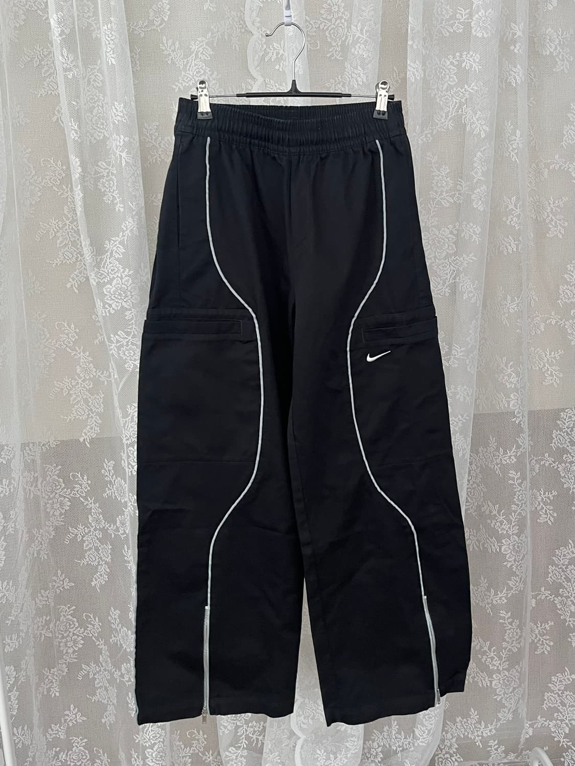 S) 나이키 여성 하이웨스트 우븐 팬츠 블랙 상품이미지2