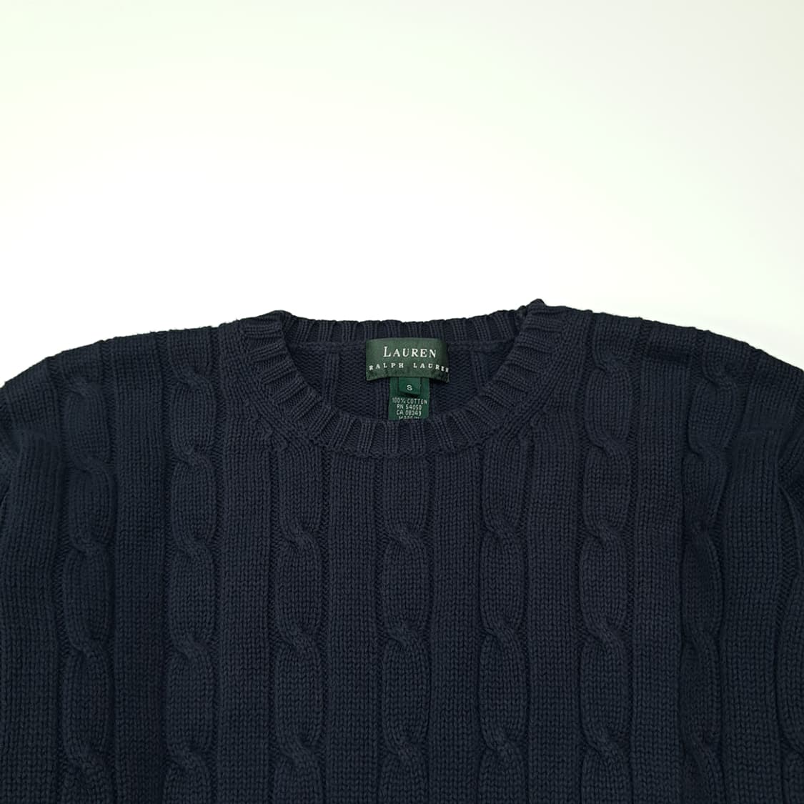 CL094 S 로렌 랄프로렌 레드 크레스트 자수 다크 네이비 케이블 니 상품이미지2