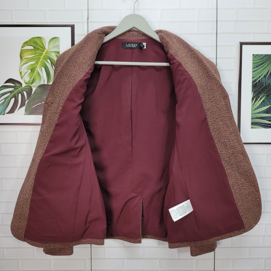 폴로랄프로렌 QR 인증 헤링본 트위드 블레이저 자켓 0사이즈 새상품급 상품이미지5