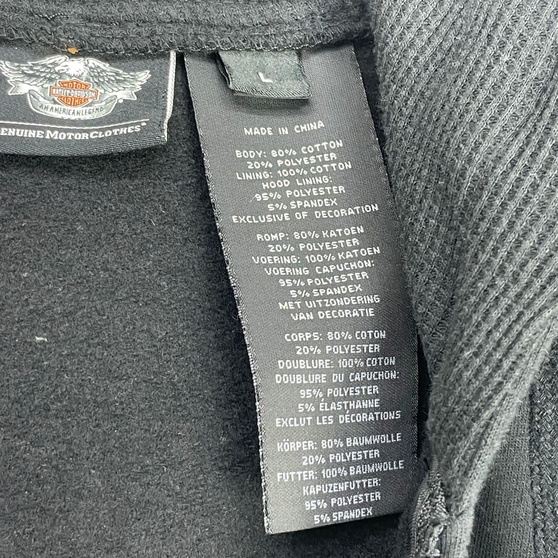 할리데이비슨 자수로고 기모 후드집업 블랙 L 상품이미지6