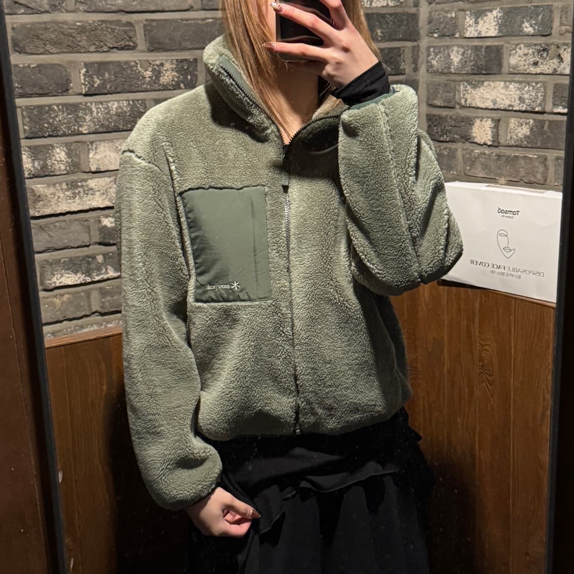 M) 스노우피크 플리스 자켓 올리브 그린 상품이미지9