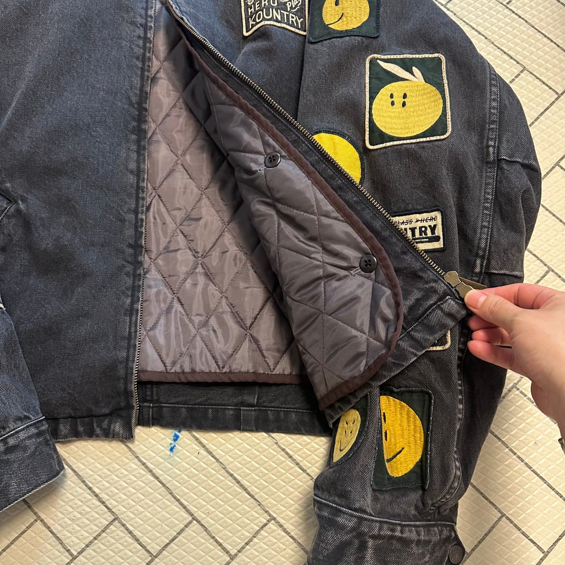 캐피탈 14온즈 블랙 X블랙 데님 티백 드리즐러 자켓 아니키 레인보위 상품이미지4