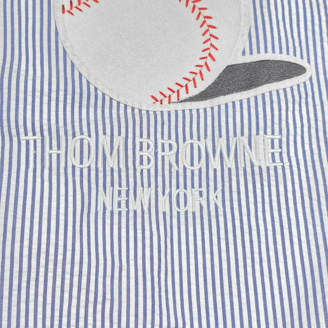 톰브라운 베이스볼 자수 시어서커 블루종 자켓 상품이미지6