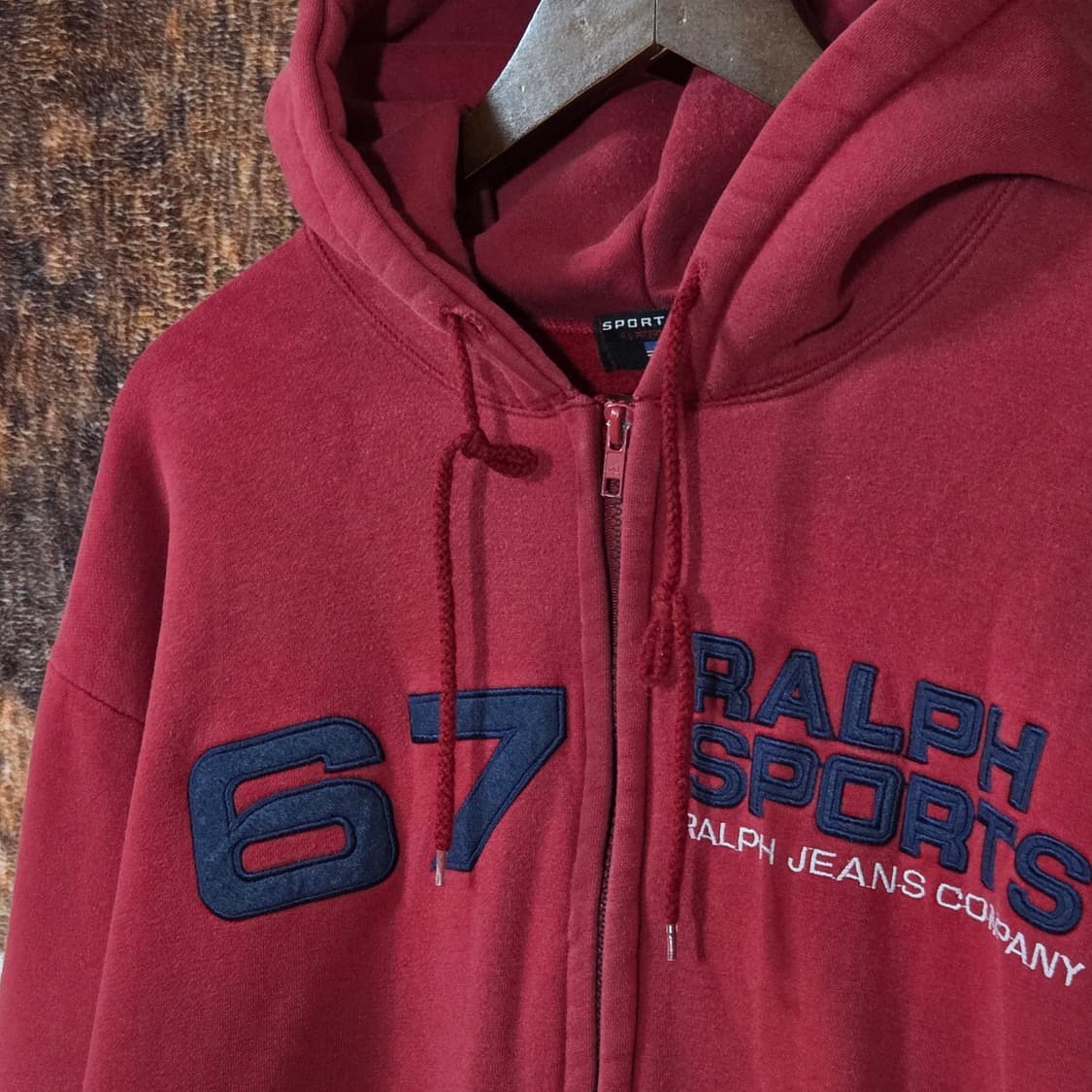 레터링 패치 올드스쿨 레드 후드집업 상품이미지2