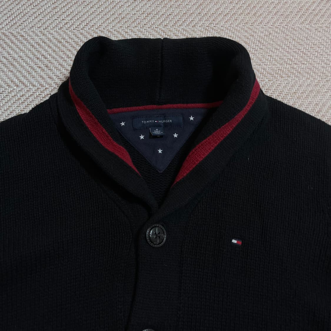 [정품] 타미 블랙 넥 숄더 두툼 가디건 [ M ] 상품이미지3