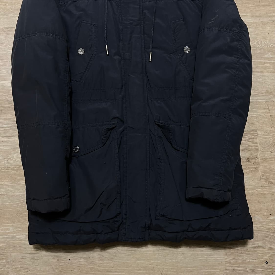 캘빈클라인 진스 여성 후드 야상 미디엄 패딩 점퍼 [네이비] L/100 상품이미지3