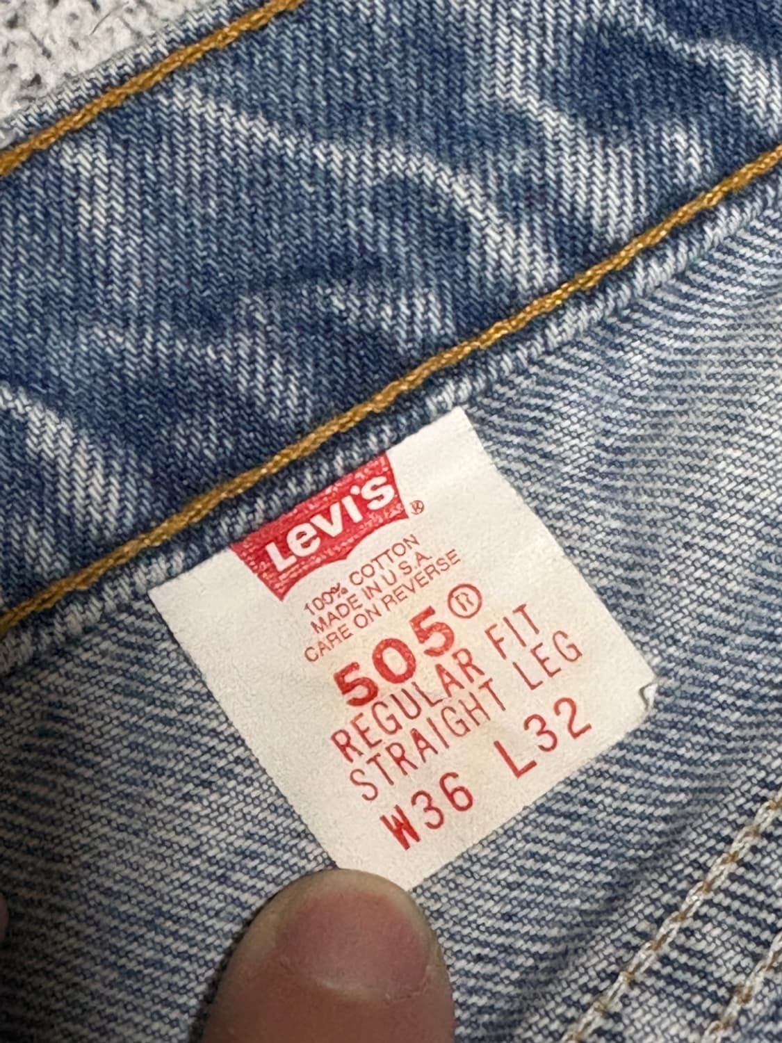 90s 빈티지 리바이스 505 오렌지탭 연청 데님 (실35x31) 상품이미지7